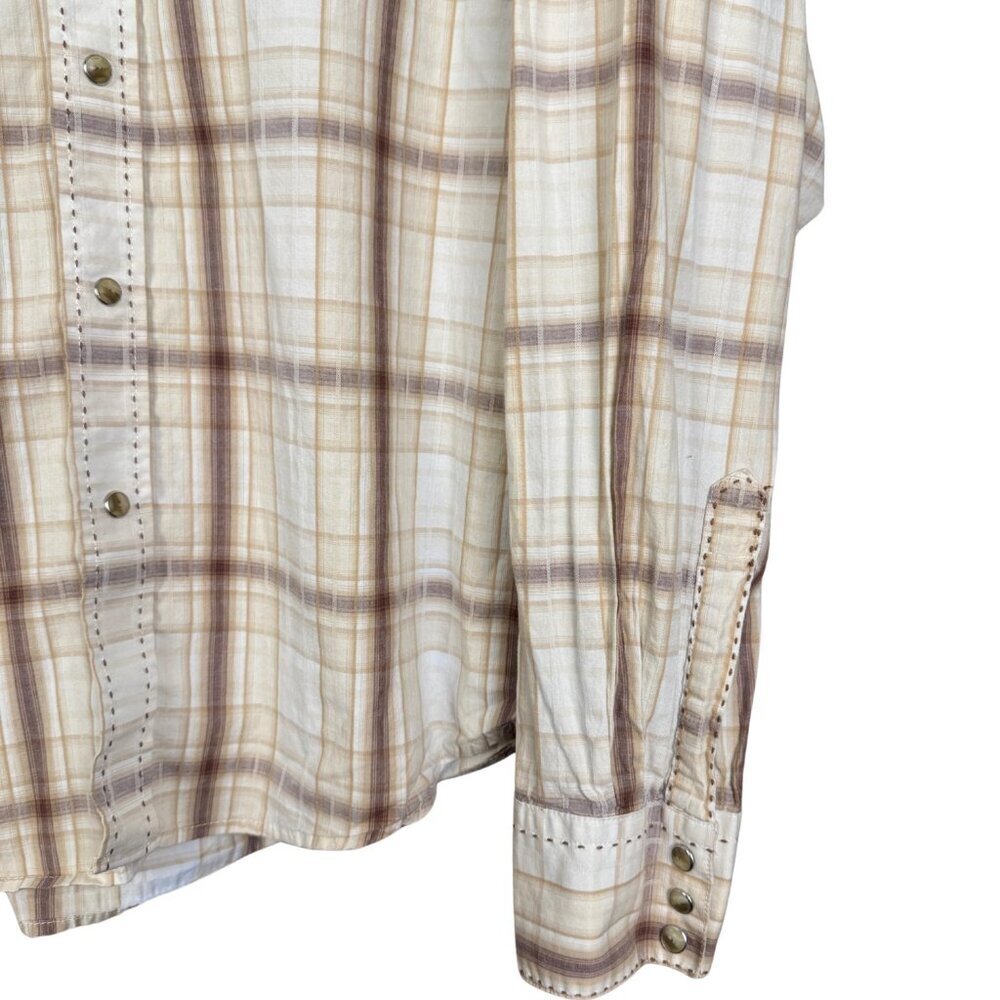 Vintage 90s Snap Shirt, Wrangler Plaid Button Down, Mens Western Clothing - Picture 4 of 8